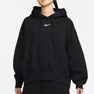 Nike Women's NSW Phoenix Fleece Hoodie Sweatshirt in Black White
